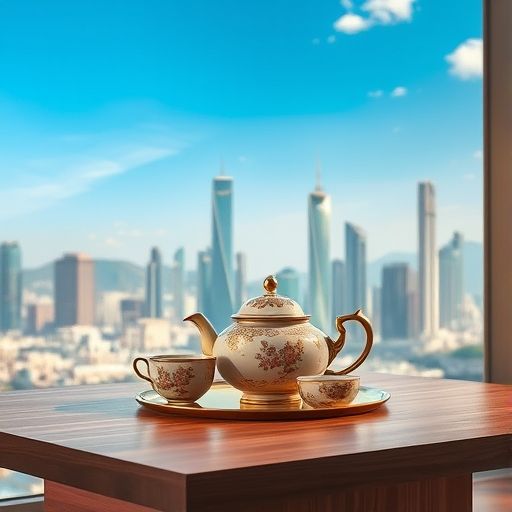 深圳高端茶具与城市天际线