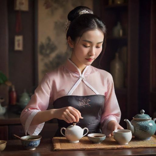 茶艺师优雅泡茶的画面