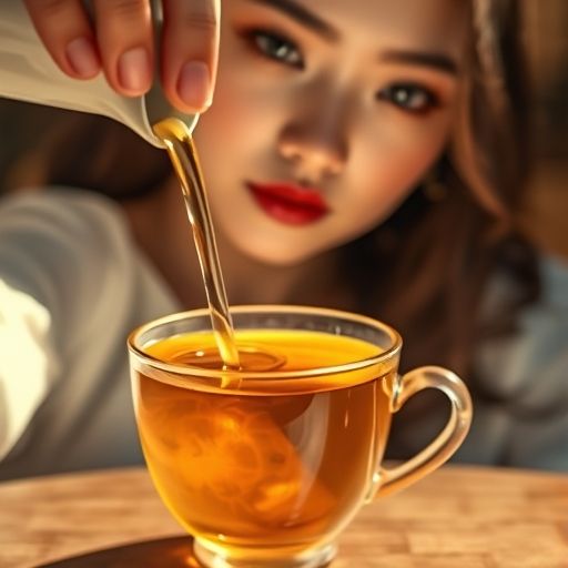 茶汤倾倒的唯美瞬间