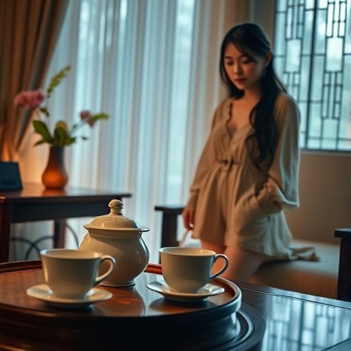 精致茶具和私密茶室环境