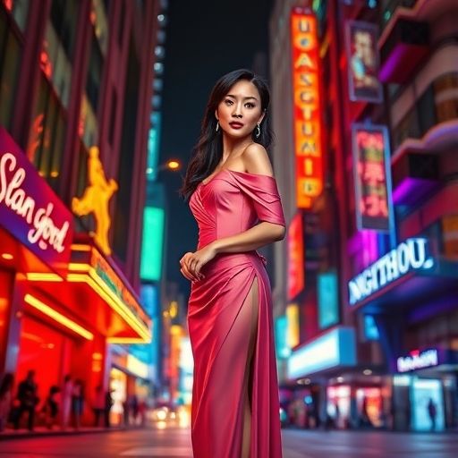 广州夜场入口灯光璀璨场景