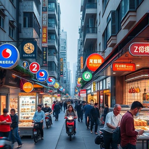 广州中圈区域繁忙街道景象
