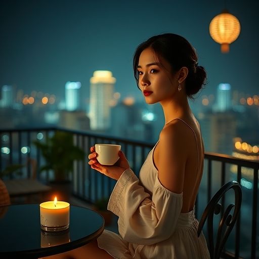 夜晚露台的浪漫氛围