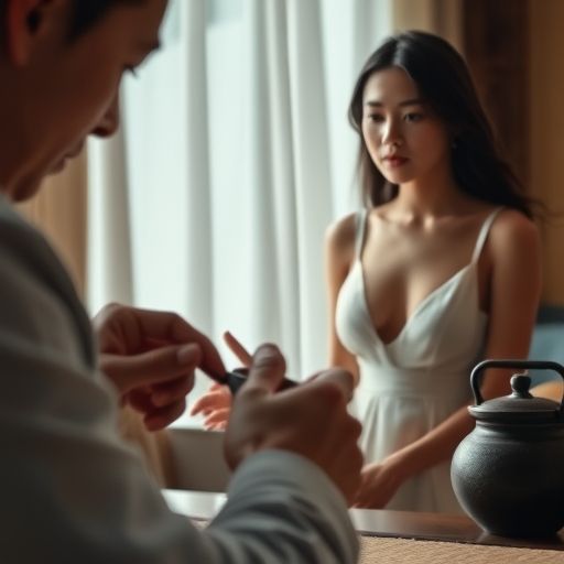 一位专业的茶艺师正专注地进行茶艺表演