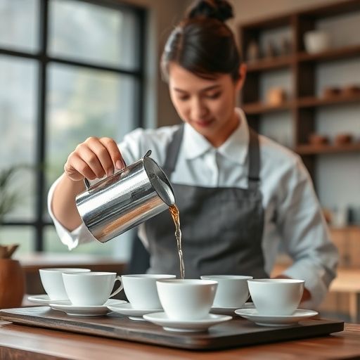 茶艺师在高端茶工作室冲泡茶叶