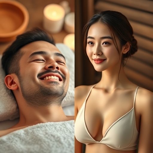 男士在养生馆享受舒适按摩