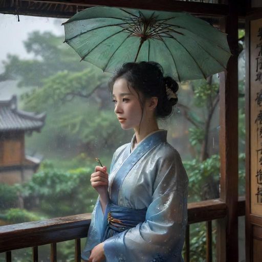 雨天茶室的诗意氛围