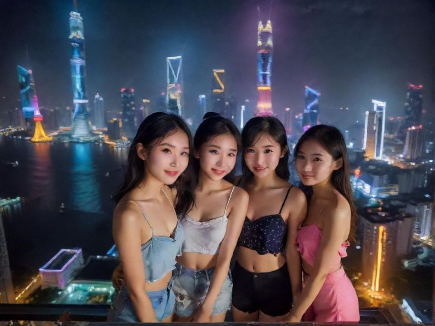 广州市中心夜晚的繁华景象，高楼林立，霓虹灯光璀璨，车流不息，展现都市的活力与魅力。