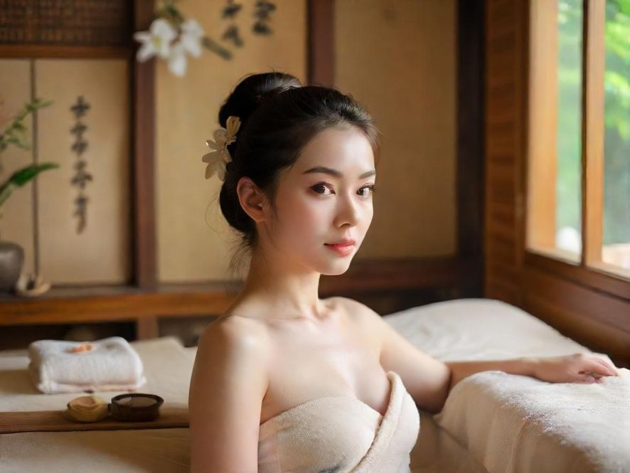 广州一家奢华SPA会所的休息区，设有舒适的沙发和私密隔断，灯光柔和，营造出放松的氛围。