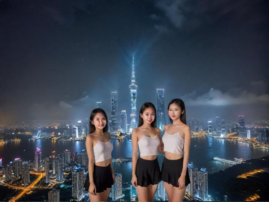 广州深圳璀璨夜景，高楼林立，车水马龙，展现都市活力与魅力。