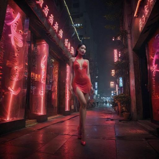 广州夜色下的街道与会所入口