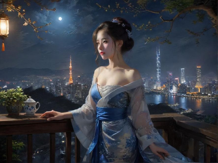 私密茶社夜景氛围