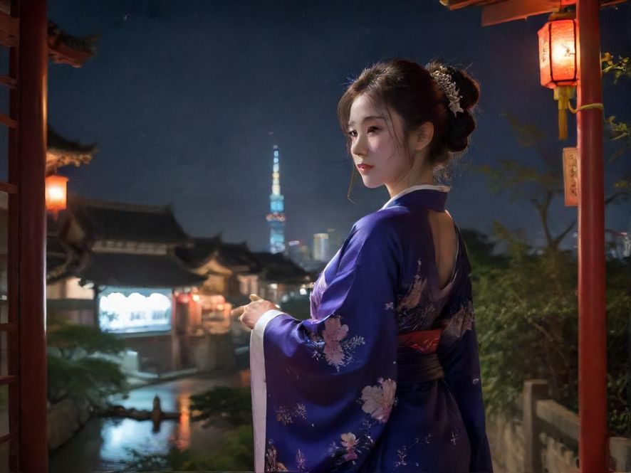 从高空俯瞰繁华都市夜景，霓虹闪烁，车水马龙，一派生机勃勃的景象。