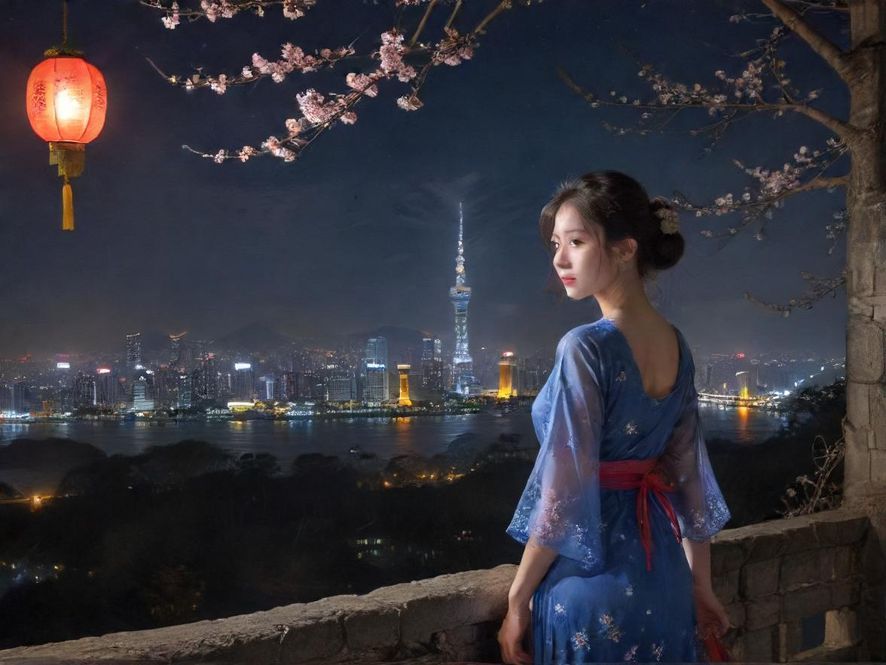 广州市中心一处高端休闲会所的夜景，建筑外观灯光璀璨，展现出都市夜晚的活力与奢华。