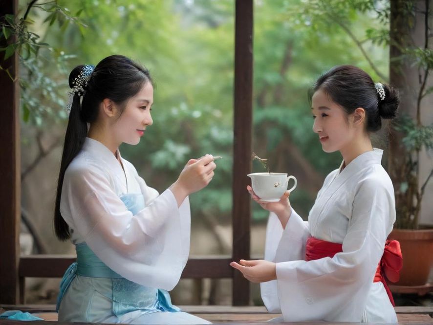 广州一家充满东方韵味的私密茶社，蒸汽缭绕，氛围宁静，等待着寻求放松的客人。