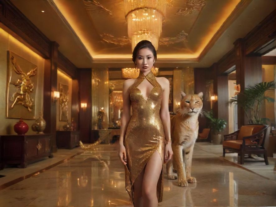 犬马之家高端会所大堂，呈现出浓郁的现代中式奢华风格，空间宽敞明亮，细节之处尽显匠心。