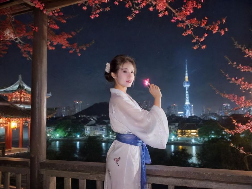 深圳夜场入口，霓虹灯闪烁，展现城市夜景