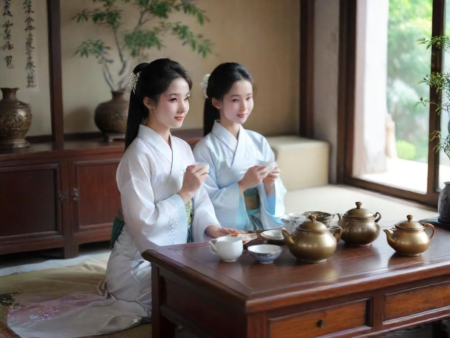 私密茶室内的精致茶具