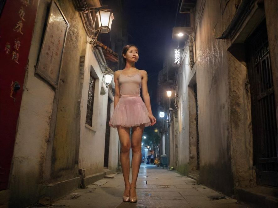 深圳宝安夜晚具有神秘感的街景