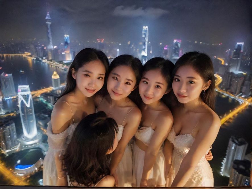 华灯初上的广州珠江新城夜景，流光溢彩，充满都市魅力。