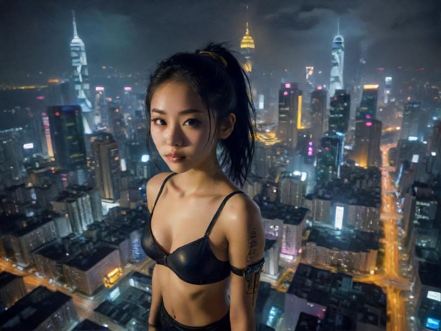 夜幕下的都市，霓虹闪烁，仿佛隐藏着无数未知的精彩。