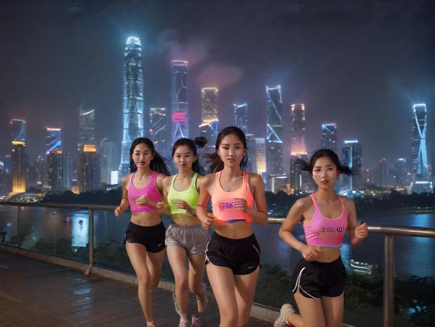 广州夜跑活动活力场景
