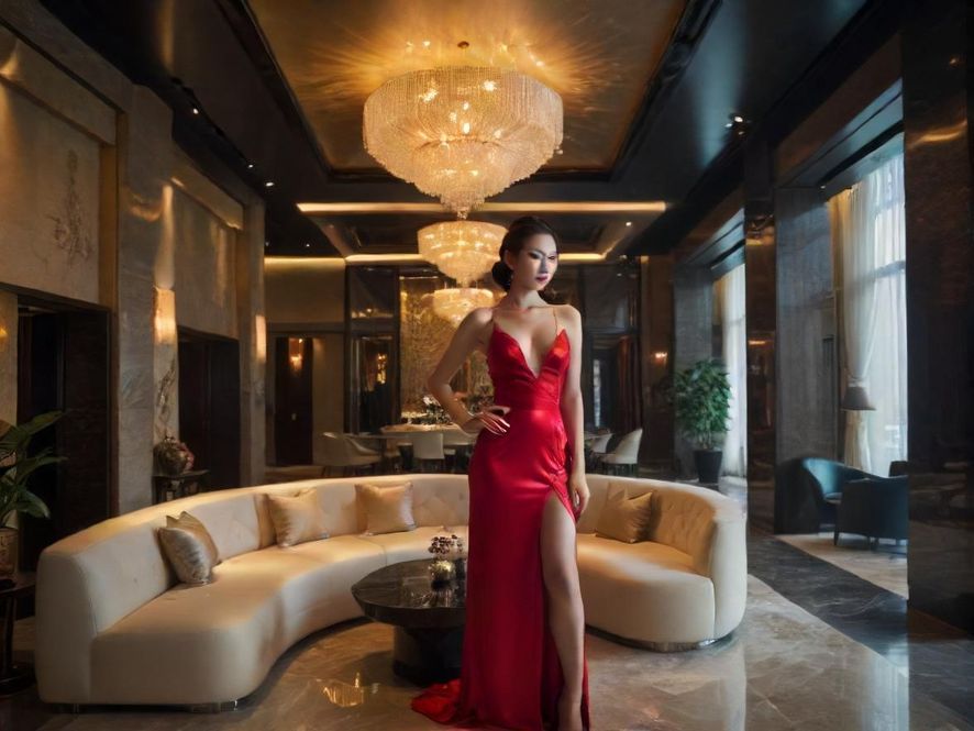 罗湖某豪华休闲会所大堂，宽敞明亮，装修现代奢华，营造出高端舒适的氛围。
