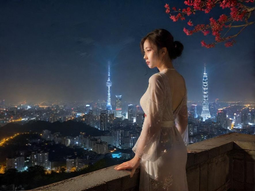夜晚璀璨的广州城市风光