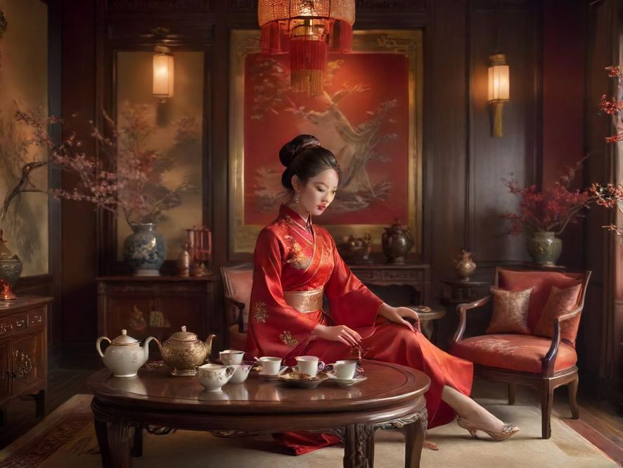 广州品茶大选工作室内部雅致茶道场景