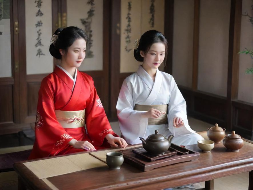 东莞休闲会所内部一角，摆放着精致的茶具