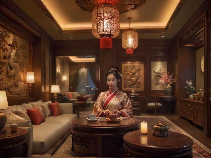 佛山高端私享茶室的雅致全景,中式风格与现代奢华完美融合