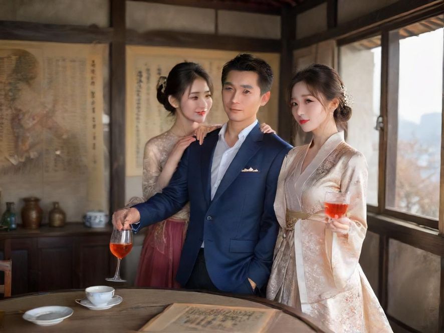 酒吧内霓虹灯光下,时尚男女举杯交谈,氛围热烈