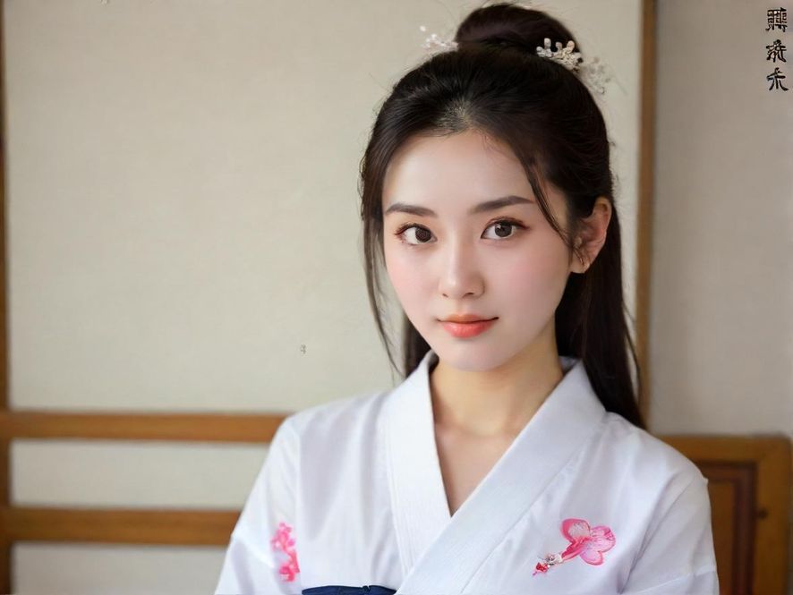 优雅女性微笑在现代舒适的室内环境中侧面特写