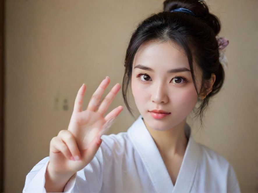 一位年轻女性坐在温馨的咖啡馆里,侧身特写,正专注地浏览手机上的条友网页面,脸上带着愉悦的表情。