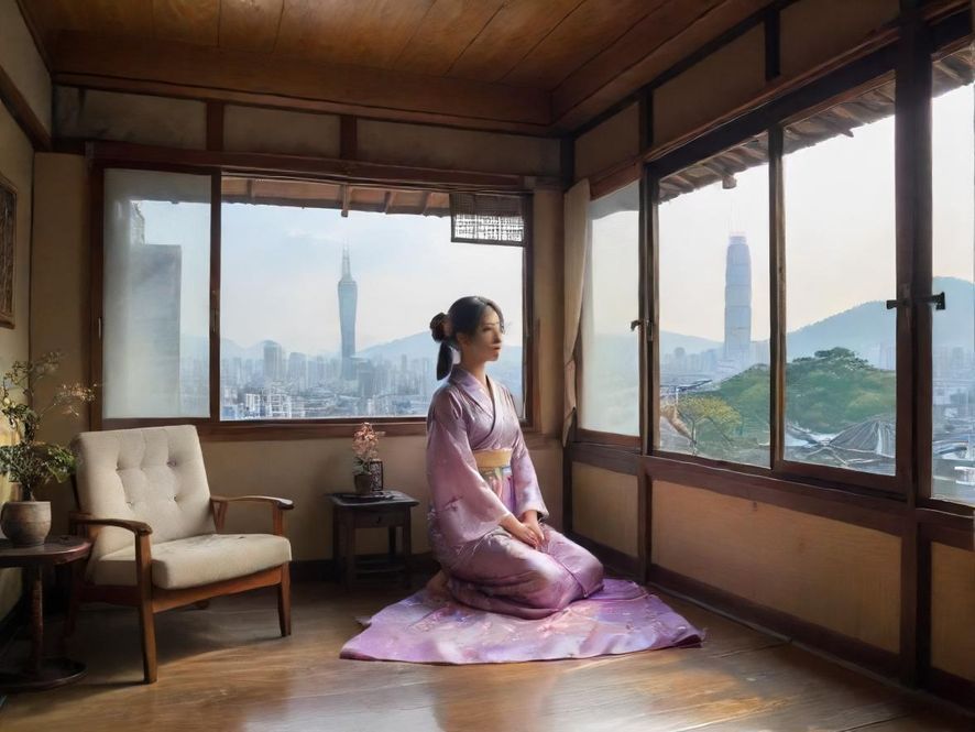 一位女性顾客在广州干磨后感到身心放松,舒适地躺在温馨的卧室里,享受片刻的宁静与惬意。