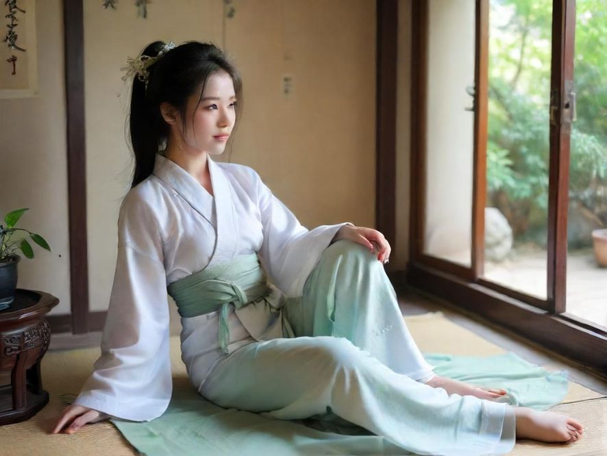 一位气质优雅的女士在深圳的温馨茶室中品茗,阳光透过窗户洒落在茶具上,营造出宁静而舒适的氛围。